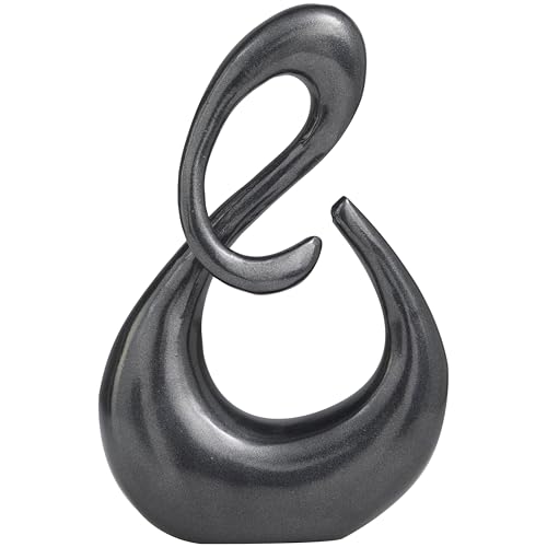 Escultura decorativa abstracta de metal aluminio gris oscuro 7 x 3 x 12 pulg miniatura 4