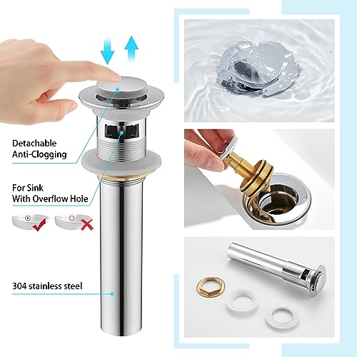 CREA Bathroom Faucet in Chorme, 2-Handle 3 Hole Bathroom Sink Faucet, Fit for 4inch and 8inch Sink with Pop UP Drain Stopper by CREA - Image 5