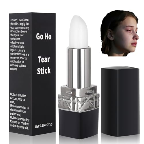 Go Ho Professional Tear Stick & Crying Stick(Natural Menthol) for Halloween Costumes - Realistic Tear Effect for SFX Makeup Film Theatre Acting - Safe Formula
