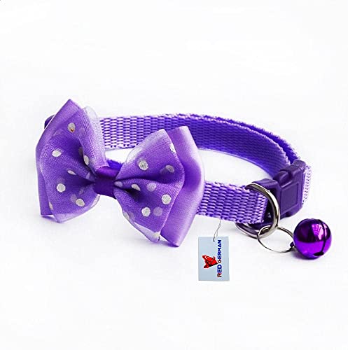 Image of Cat Collars I Color Full with Bell and I Bow Kitten and Small Dogs I Soft Adjustable Collar Safe I Solid and Protection for I Cats and Puppies Cute with Bow Design I (Color May Vary) (Purple)