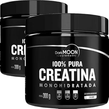 Kit 2x Suplemento em Pó 100% Creatina Pura Monohidratada Pote 300g (cada) Sem Sabor - Creatina 100% Pura Máximo Desempenho - Darkmoon Supplements