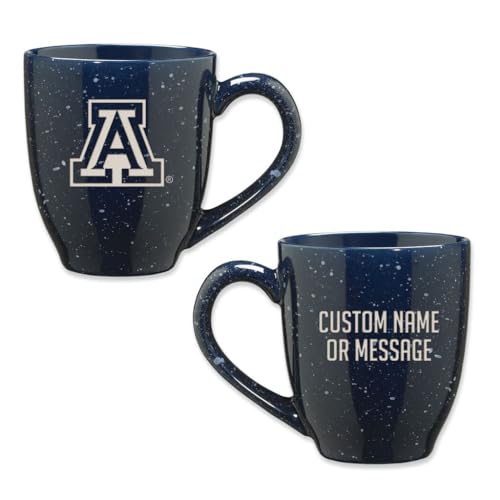 Image of Rico Industries NCAA Arizona Wildcats Navy Blue Personalized 16 oz Team Color Laser Engraved Speckled Ceramic Coffee Mug