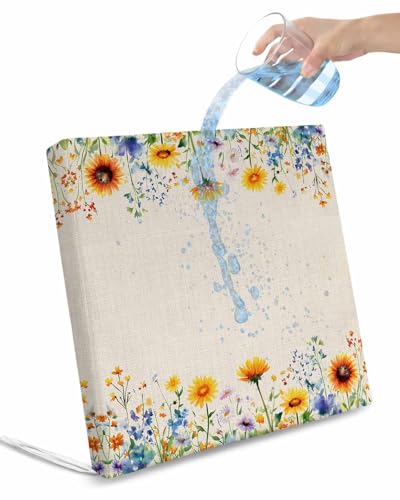 2 Pack Colorful Spring Floral Waterproof Cushion Covers with Ties, Outdoor Patio Chaise Lounge Chair Seat Cushion Slip Covers Replacement(Only Cover) Summer Botanical Pastoral 22