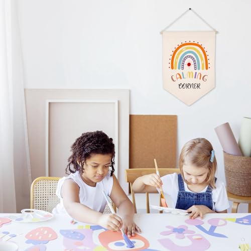 Calming Corner - Classroom Decor Calm Down Corner Supplies School Therapy Office Calming Corner Sign - Mental Health Gifts For Home Preschool Decoration Canvas Wall Hanging Pennant Flag Banner - Image 3