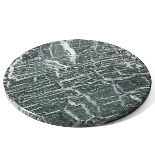 Tabla de cortar circular de mármol natural BCS, 10 pulgadas, color Indian Green