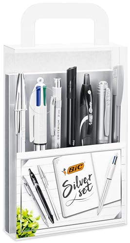 Qualità BIC BIC Silver Set Scrittura, 1 Agenda, 2 Penne a Sfera e 1 a Gel, 1 Fineliner punta media Intensity, 1 Fineliner Intensity, 1 Pennarello Indelebile, 1 Portamine