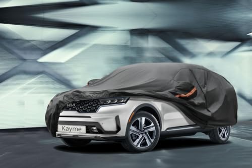 Image of Kayme 7 Layers SUV Car Cover Custom Fit for Kia Sorento (2012-2025) Waterproof All Weather for Automobiles, Outdoor Full Cover Rain Sun UV Protection.Black