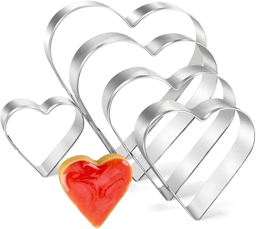 AVANA Ausstechformen Herzen 5 Stück Edelstahl Ausstecher Set Weihnachten Keks Plätzchen Silber