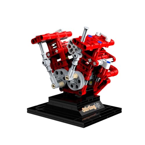Jetlet Mechanical Heart Mini V2 Engine Model Kit Building Blocks, Two Cylinder Engine, Car Engine Building Kit, DIY Educational Science Building Set for Teens Adults (222PCS)
