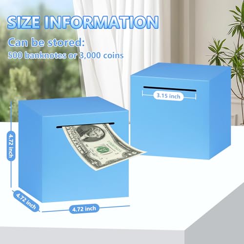Adult Piggy Bank Money Safe for Adults Must Break to Open Piggy Bank-Stainless Steel Saving Box for Cash, DIY Sticker,Unbreakable Metal Safe Box for Everyone(4.72 inch) (Blue) - Image 3