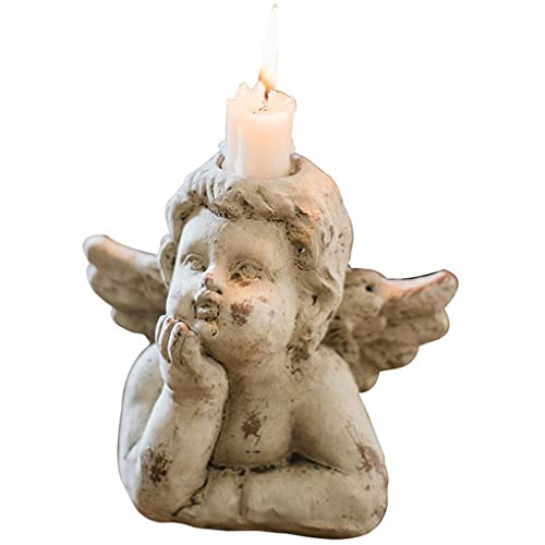 HongTeng Decoraciones artesanales Titular de la Vela de Cupido de Angel, Adornos de la decoración de la Mesa, 13x14x9cm, Regalo de cumpleaños Cover