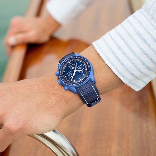REBANDACE Strap for Omega x Swatch MoonSwatch Watch 20mm,No Gap Soft Silicone Omega X Swatch Moonswatch Speedmaster Replacement Strap,Curved Moonswatch Swatch strap for Men Women