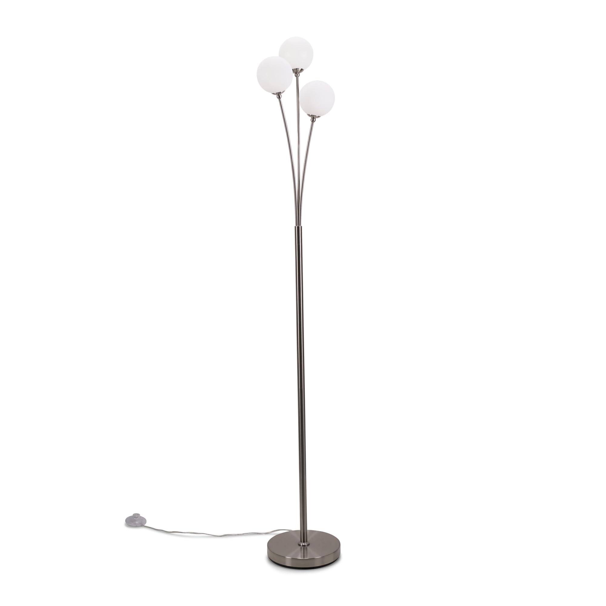 Valuelights Velika 3 Way Opaque Globe Chrome Led Floor Lamp