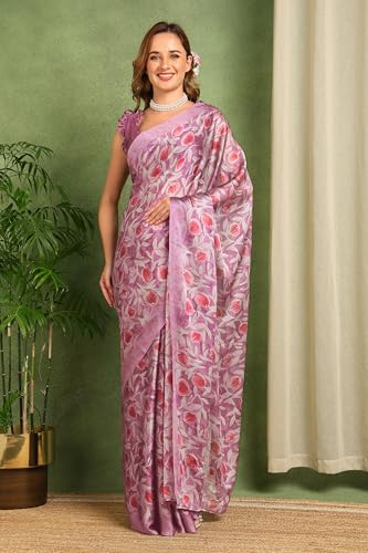 Image of MIRCHI FASHION Women Saree Floral Printed Chiffon | Breathable Lightweight Summer Sari for Office and Daily Use with Unstitched Blouse (Available in 20 Styles)