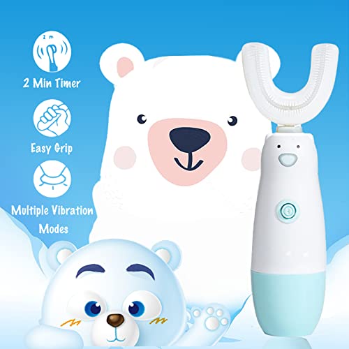 Meqtpomy 199911 Kids Electric Toothbrush,6 Cleaning Models U Shaped Toothbrush Waterproof Battery Powered 360 Automatic Sonic Toddler Toothbrushes For 8-13 Years Old thumb #2