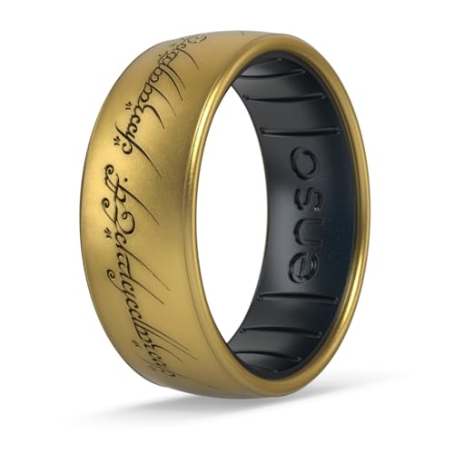 Enso Rings Lord of the Rings Collection - Comfortable DualTone Silicone Rings - The One Ring - Size 7