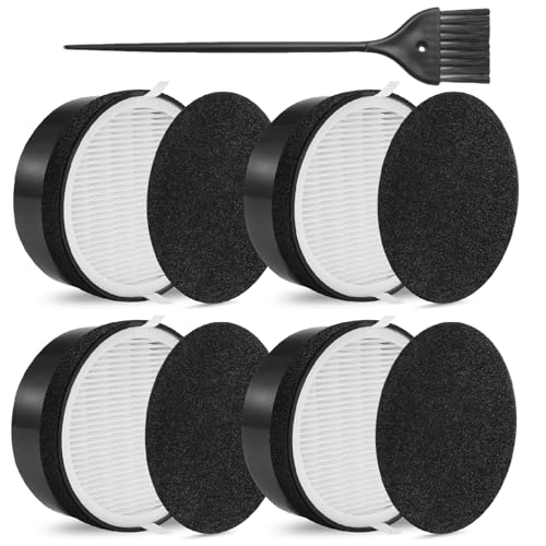 DerBlue 4 PACK True H13 HEPA Filter Compatible with LEVOIT LV-H132 Air Puri-fier,Activated Carbon Filters Set,Part # LV-H132-RF