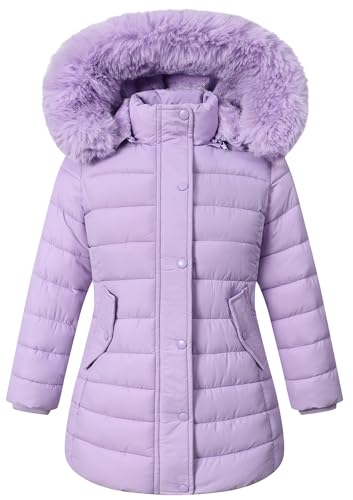 MAJSEBI Girl's Winter Waterproof Warm Long Coat,Kids Puffer Jacket Outerwear Parka,Removable Hood