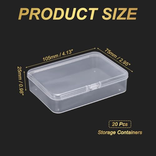 Petites boîtes de rangement rectangulaires plastique transparent avec couvercles lot de 20