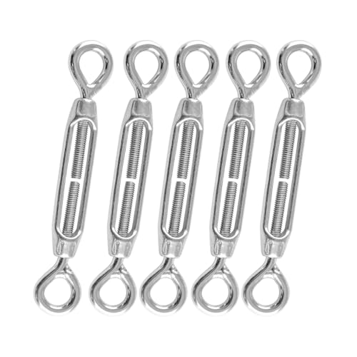 JSKWIKE 5 Pcs Tensor de Alambre Tensor 304 Gancho y Ojo Tensor Ajustable M4 Juego de Tensor de Acero Inoxidable de Alta Resistencia