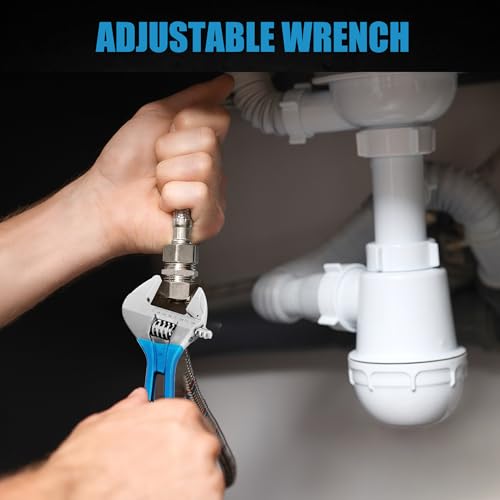 Image of Lichamp 8-Inch Stubby Adjustable Wrench with 44 mm Wide Jaw Opening for Plumbing Automotive and Industry Tight Spaces Work (Pack of 2)