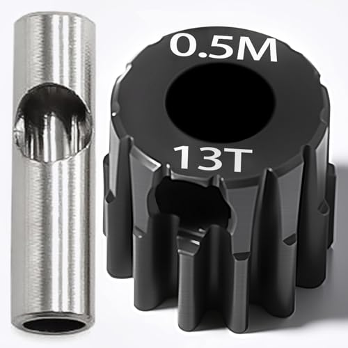 0.5M Pinion Gear 13T Hardened Steel 3.175mm Bore with 2.3mm Adapter, Precision Motor Gear for ARRMA 1/14 Typhon 1/16 Mojave 1/18 Granite, Losi 1/12, 0.5Mod Gear 13T-27T for HOBBYWING Motors
