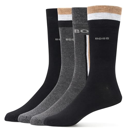 BOSS Men's Four Pack Iconic Logo Dress Sock Gift Set