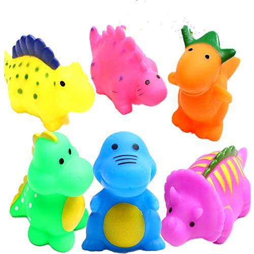 HUAERYOUYUE Bathtub Toys Dinosaur Baby Bath Toys Christmas Kids Fun Squirt Toys Floating Bathroom Toys Assorted Colors 6PCS