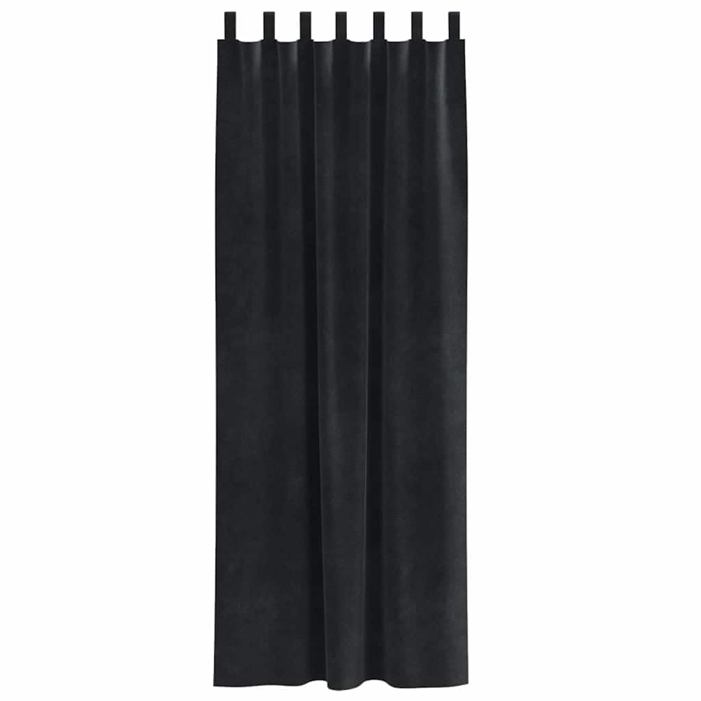 Cortinas opacas, 2 unidades, terciopelo negro, 140 x 245 cm, con trabillas de tela, opacas, térmicas para salón, dormitorio, habitación infantil, protección contra el frío y protección solar
