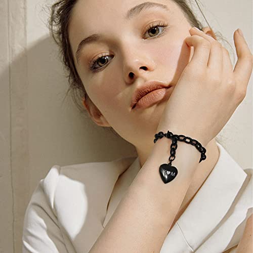 Goldchic Jewelry DH22016H-USG Black Bracelets For Women, Womens Heart Charm Bracelets Link Bracelet thumb #8