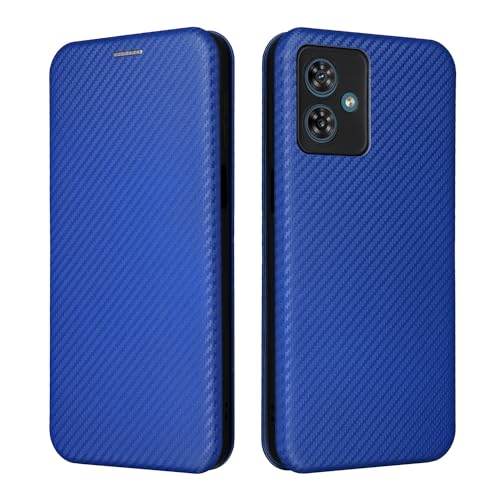Protection antichoc Moto G54 5G avec étui à rabat en carbone bleu