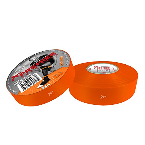 Premier Sock Tape | Football Soccer Shin Pad Tape x2 | Orange - TWIN PACK