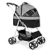 Kinderwagen Trennbarer Korb 4-Rad für Katze/Hund Einhand-Faltung Universalrad Aufbewahrungskorb Tablett Sicherheitsgurt mit Link Brake (Color : Grey)