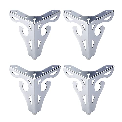Antrader Lot de 4 pieds de canapé de 10 cm, découpe haute, pieds de canapé modernes pour canapé, table, armoires (10 cm), argenté Cover