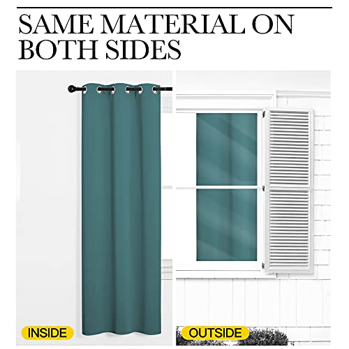 Image of NICETOWN Kitchen Curtain Panels Blackout Draperies, Thermal Insulated Solid Grommet Blackout Curtains /Drapes (Sea Teal, One Pair, 34 by 63-Inch)