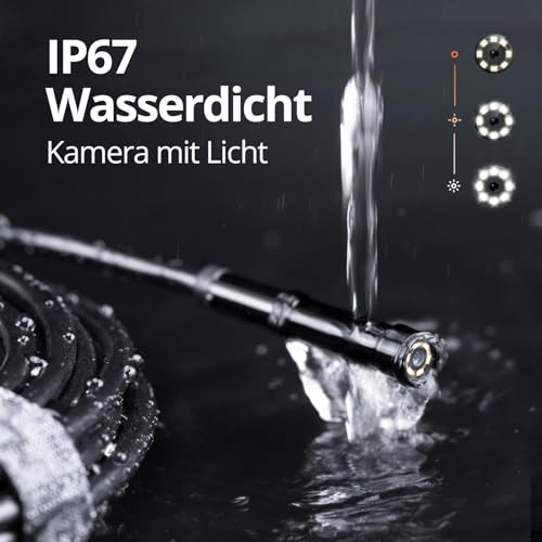 DEPSTECH Endoskopkamera mit Licht, 1080P HD Inspektionskamera Livebild mit 2X Zoom 2.4 Zoll IPS...