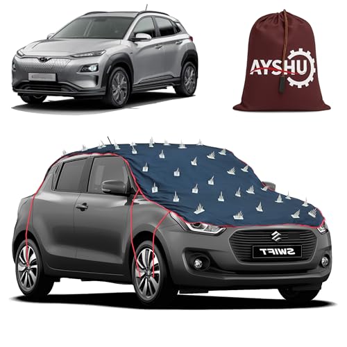 Image of AYSHU Water-Resistant Spike Car Cover for Hyundai Kona Electric - Protects from Dogs, Monkeys, Dust, Sunlight & UV - Full Roof Universal Fit