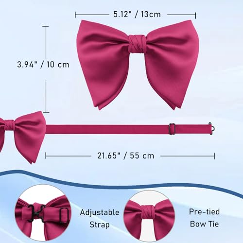 Image of Luckyvestir Oversized Bow Ties for Men, Pre Tied Clip on Men's Black Bowtie for Wedding Tuxedo Banquets Formal Wear