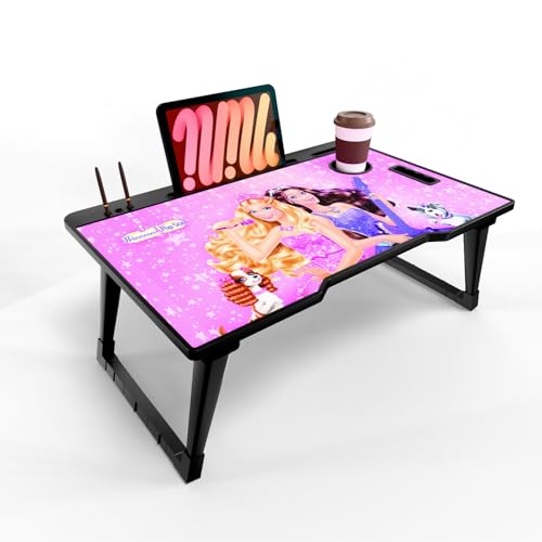 Image of Foldable Wooden Mini Laptop Table for Bed, Study Table with Drawer, Tablet /Mobile Holder for Kids & Adults (COTTED BB)