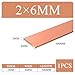 Flat Copper Bar Stock, 99.9% Pure Copper Flat Bar - 0.5-5mm Thick x 500mm Length, High Conductivity Bus for Industrial and DIY Projects(2mmx6mm)