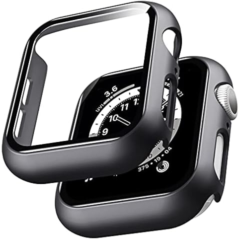 LϟK 2 Pack Funda Protector de Pantalla de Cristal Templado Incorporado para Apple Watch 40mm Series 6 5 4 SE Cover