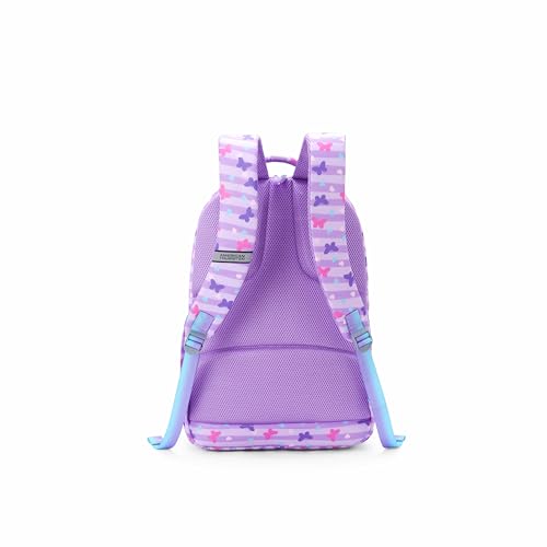 Image of American Tourister Sway | 32 Ltrs | 3 Compartments | Bottle Pocket | Ergonomic Padded Back Panel & Shoulder Straps | School Backpack for Boys & Girls | Butterfly Lavender
