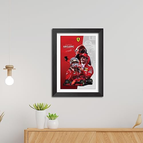 Image of TenorArts Charles Leclerc Poster F1 Driver Posters Formula One Photo Frame Painting with Matt Finish Black Texture (12 inches x 9inches)