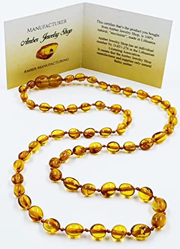 Amber Jewelry Shop Baltische Bernsteinkette für Erwachsene – Natürliche Bernsteinperlen – Bernsteinschmuck 45–46 cm (Braun)