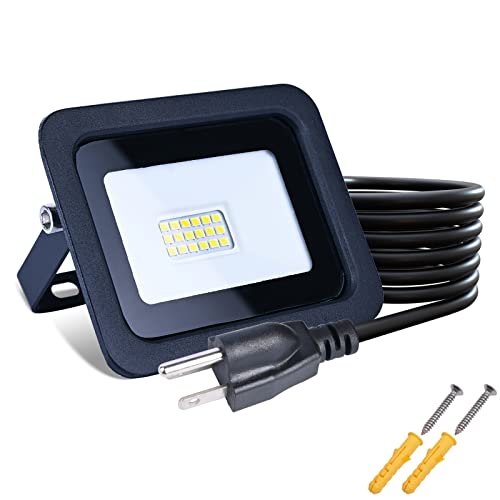 MIWAT 20W LED Flood Light with Plug, IP68 Waterproof Outdoor Security Light for Workbench Doorway Wall (3x4 Size)