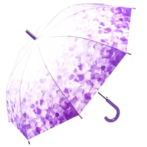 ThreeH Automatisch öffnender Regenschirm Langlebiger, windresistenter 100cm Schirm mit lila-weißem Farbverlauf