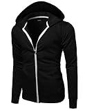Youstar Basic Casual Long Sleeves Zipper Pocket Hoodie Jacket Black Size L