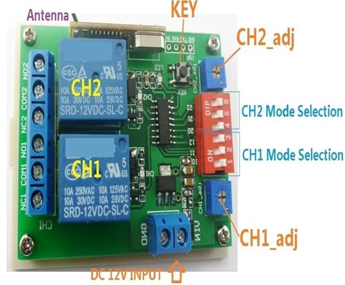 Relais temporisé 12V 2CH de précision et double bip EV1527 programmables - 4