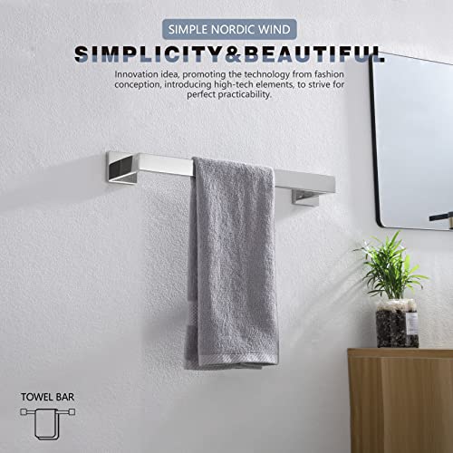 Image of KOKOSIRI 16-Inch Single Towel Bar, Bathroom Kitchen Towel Holder, Wall Mounted SUS304 Stainless Steel Towel Rack, Polished Chrome, B4003CH-L16