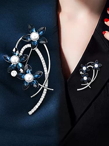 Broche de flor azul de zirconia cúbica para regalar a madres 5